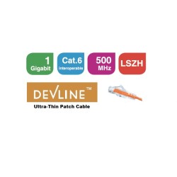 1m Cat6A Unshielded LSZH Ultra-Thin Patch Cable - Orange