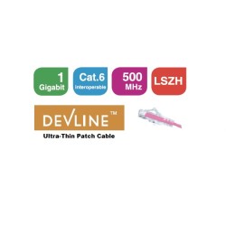 0.25m Cat6A Unshielded LSZH Ultra-Thin Patch Cable - Pink