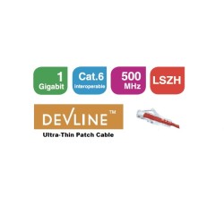 0.5m Cat6A Unshielded LSZH Ultra-Thin Patch Cable - Red